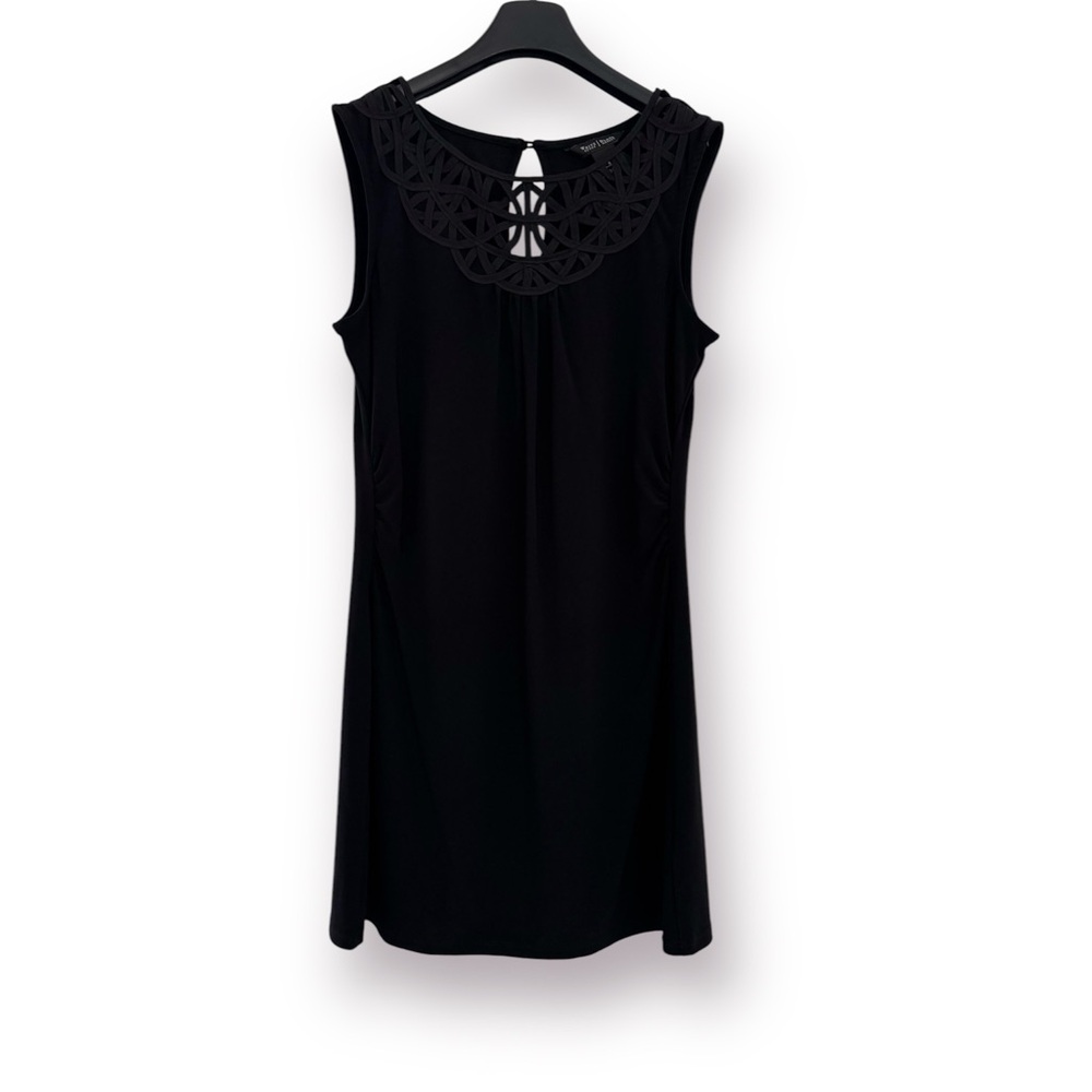 White House Black Market Mini Black Dress with Detailed Neckline - Picture 7 of 9